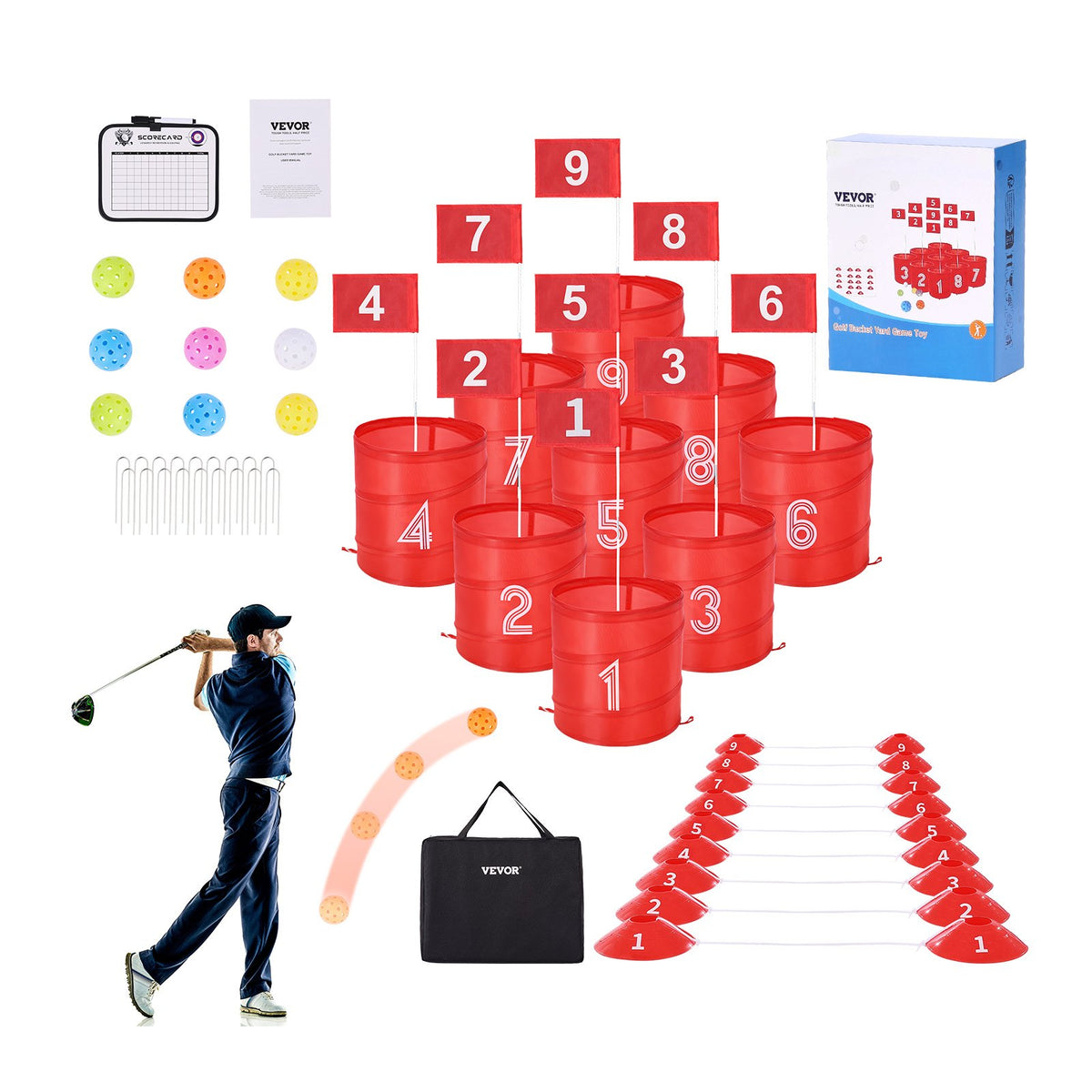 VEVOR Garden Golf Game with 9 Holes, Portable Golf Basket