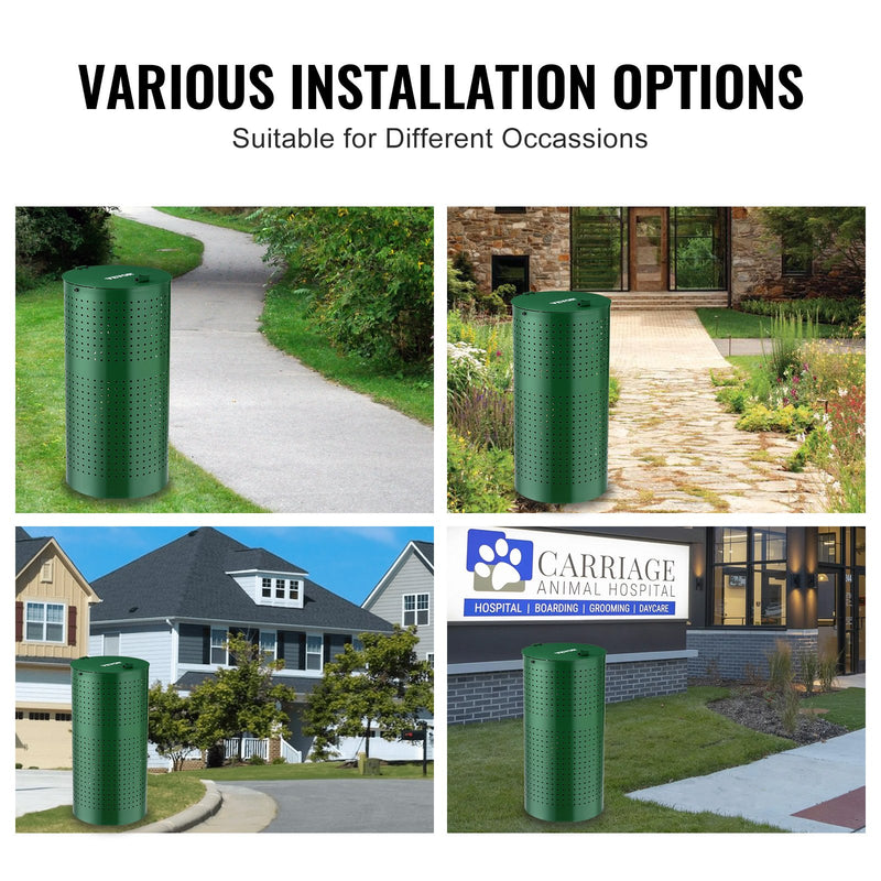 VEVOR 43,5 litri laikapstākļiem izturīga suņu izkārnījumu atkritumu tvertne ar vāku