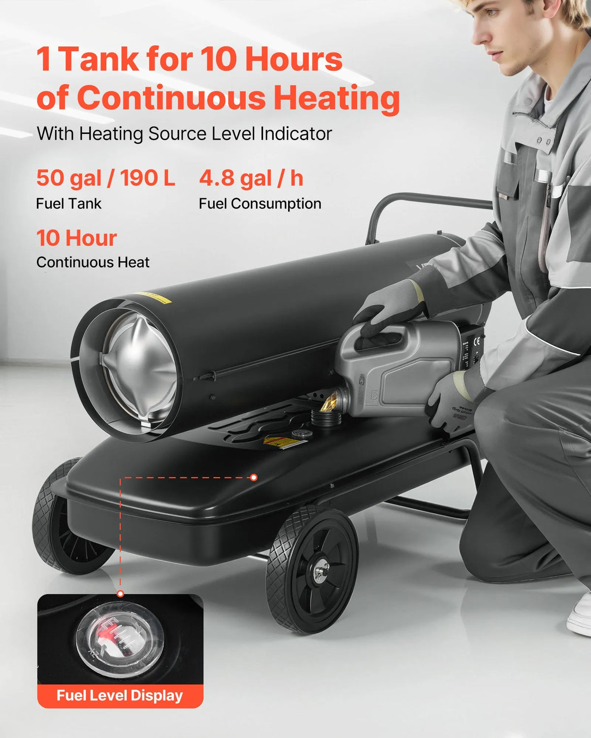 220V 50 kW Torpedo Heater on Wheels – Diesel/Kerosene, Adjustable Temperature