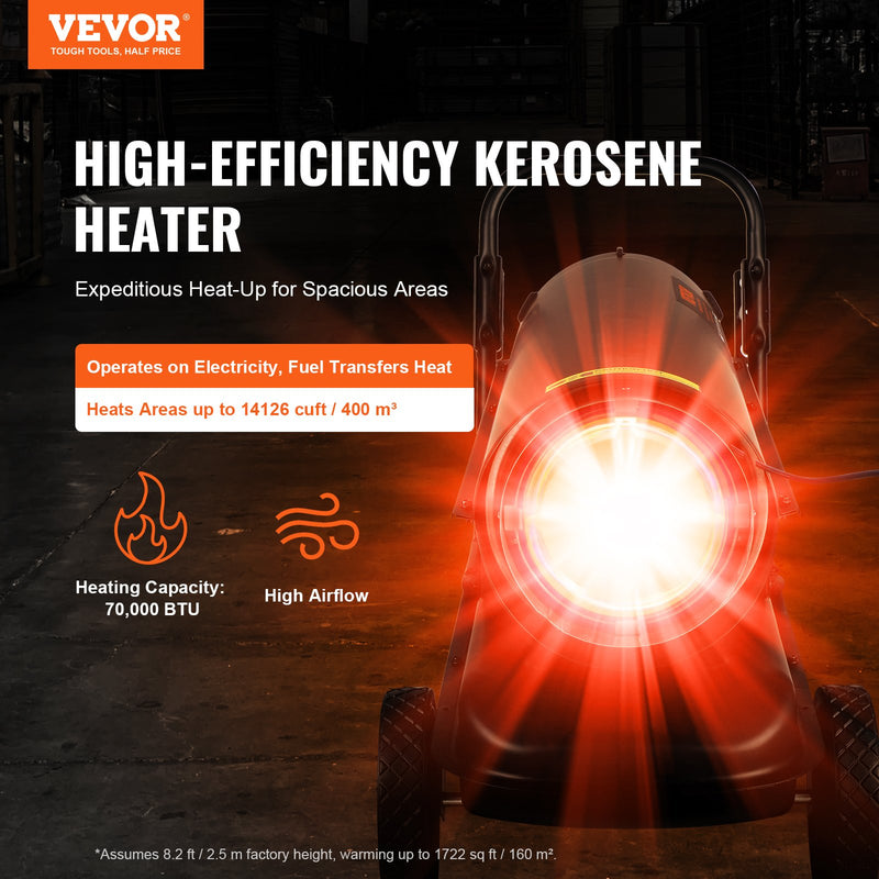 VEVOR 20,5 kW petrolejas/dīzeļdegvielas sildītājs ar termostatu