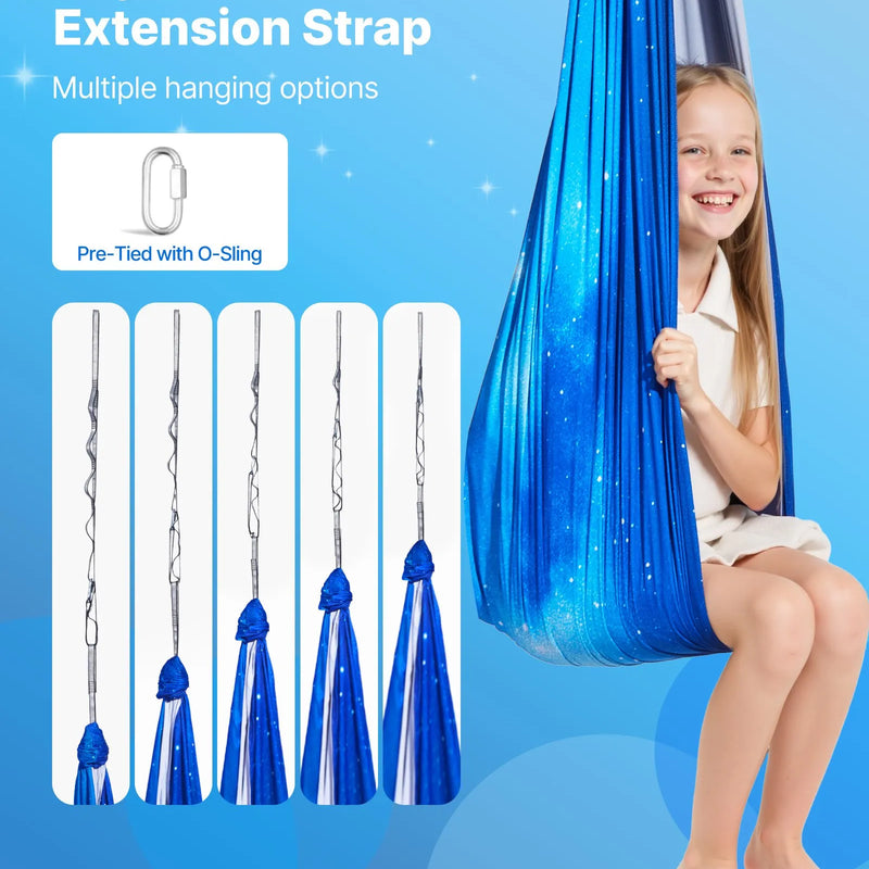 VEVOR sensorais šūpoles-šūpuļtīkls, divslāņu audums, lietošanai telpās un ārā, ar 360° grozāmu stiprinājumu un O-siksnu, kravnesība līdz 136 kg, regulējamas, gaisa jogai un bērniem