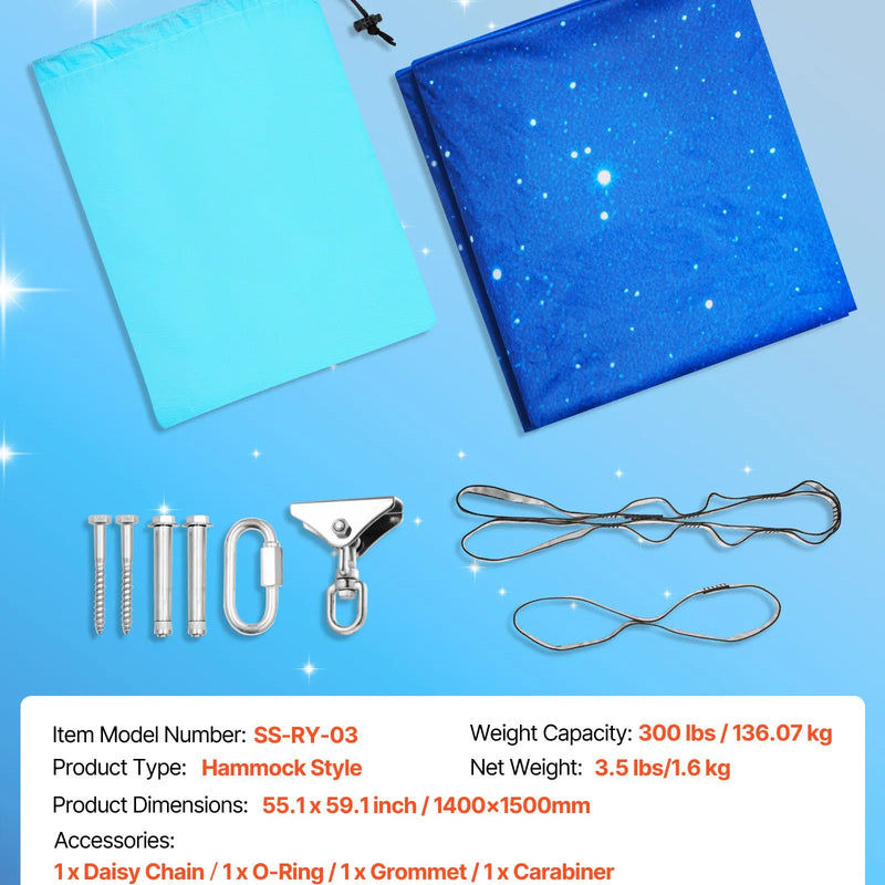 VEVOR sensorais šūpoles-šūpuļtīkls, divslāņu audums, lietošanai telpās un ārā, ar 360° grozāmu stiprinājumu un O-siksnu, kravnesība līdz 136 kg, regulējamas, gaisa jogai un bērniem