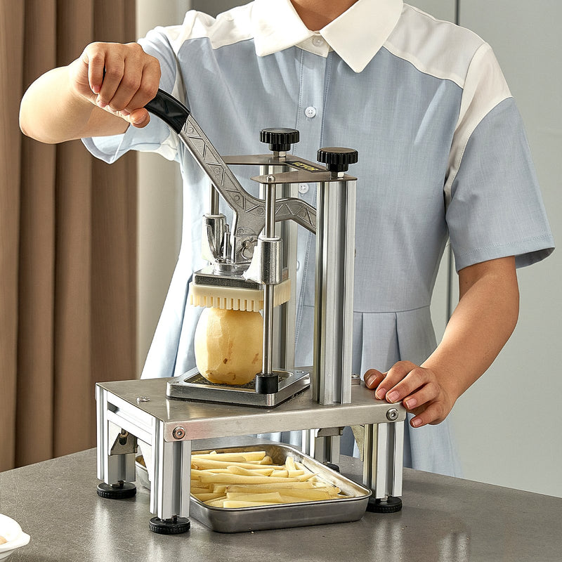 VEVOR komerciālais frī kartupeļu griezējs, 4 rezerves asmeņi, 6,35 mm un 9,53 mm asmeņi, 6 daļu šķēlēšanas nazis