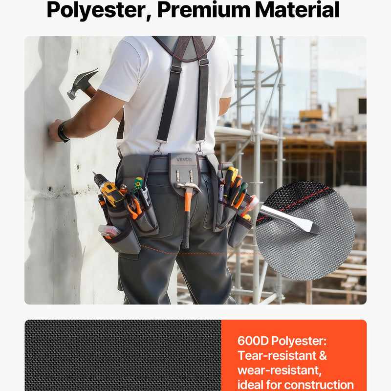 VEVOR instrumentu josta ar 22 kabatām un lencēm, pastiprināta regulējama darba josta ar instrumentu somām elektriķiem, galdniekiem un būvniecībai, jostasvietas regulēšana 81–173 cm