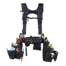 VEVOR instrumentu josta ar 19 kabatām un lencēm, pastiprināta regulējama darba josta ar noņemamu plecu stiprinājumu elektriķiem, galdniekiem un būvniecībai, vidukļa apkārtmērs 80–131 cm