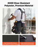 VEVOR instrumentu josta ar 19 kabatām un lencēm, pastiprināta regulējama darba josta ar noņemamu plecu stiprinājumu elektriķiem, galdniekiem un būvniecībai, vidukļa apkārtmērs 80–131 cm