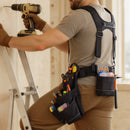 VEVOR instrumentu josta ar 19 kabatām un lencēm, pastiprināta regulējama darba josta ar noņemamu plecu stiprinājumu elektriķiem, galdniekiem un būvniecībai, vidukļa apkārtmērs 80–131 cm