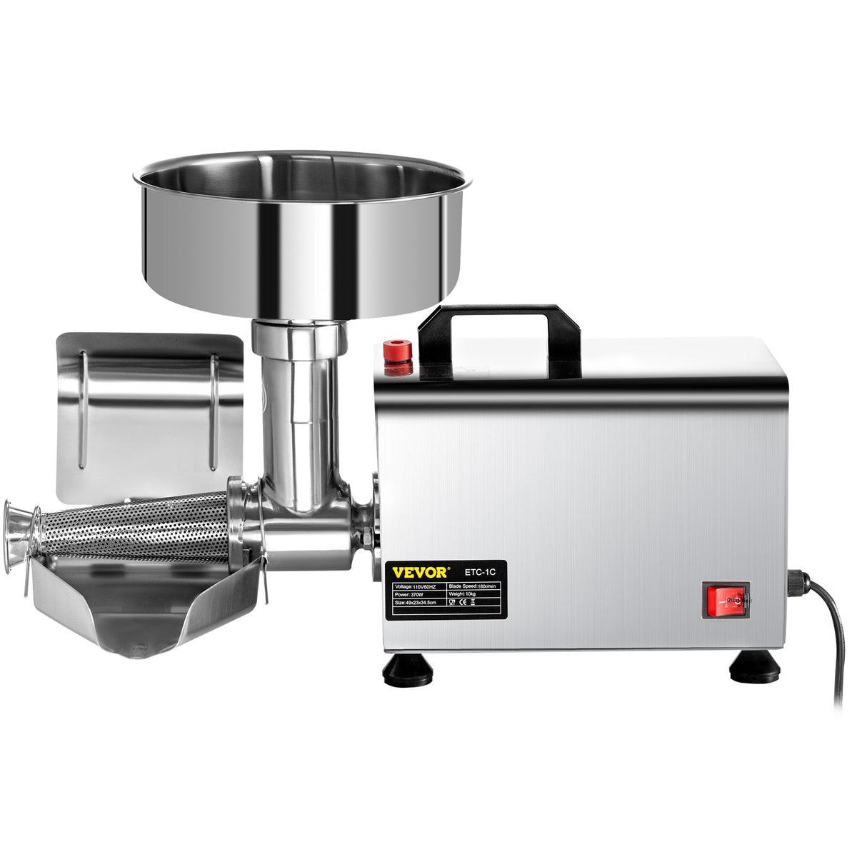 VEVOR Electric Tomato Sieve 370 W, 90–160 kg/h, Stainless Steel