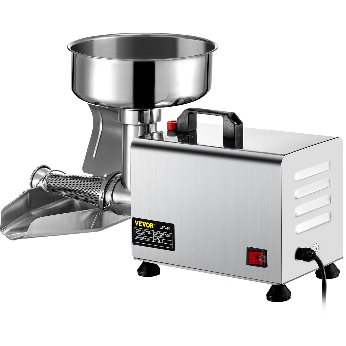 VEVOR Electric Tomato Sieve 370 W, 90–160 kg/h, Stainless Steel