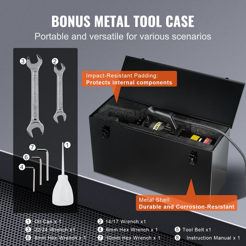 VEVOR 2000W elektriskais hidrauliskais armatūras armatūras griezējs - griešana līdz līdz 2-28 mmi