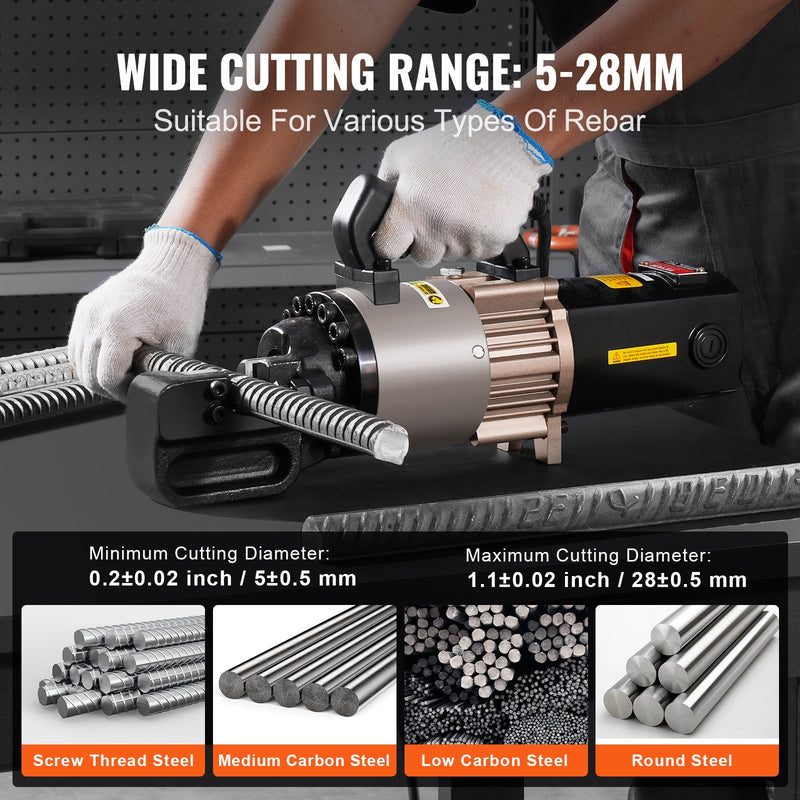 VEVOR 2000W elektriskais hidrauliskais armatūras armatūras griezējs - griešana līdz līdz 2-28 mmi