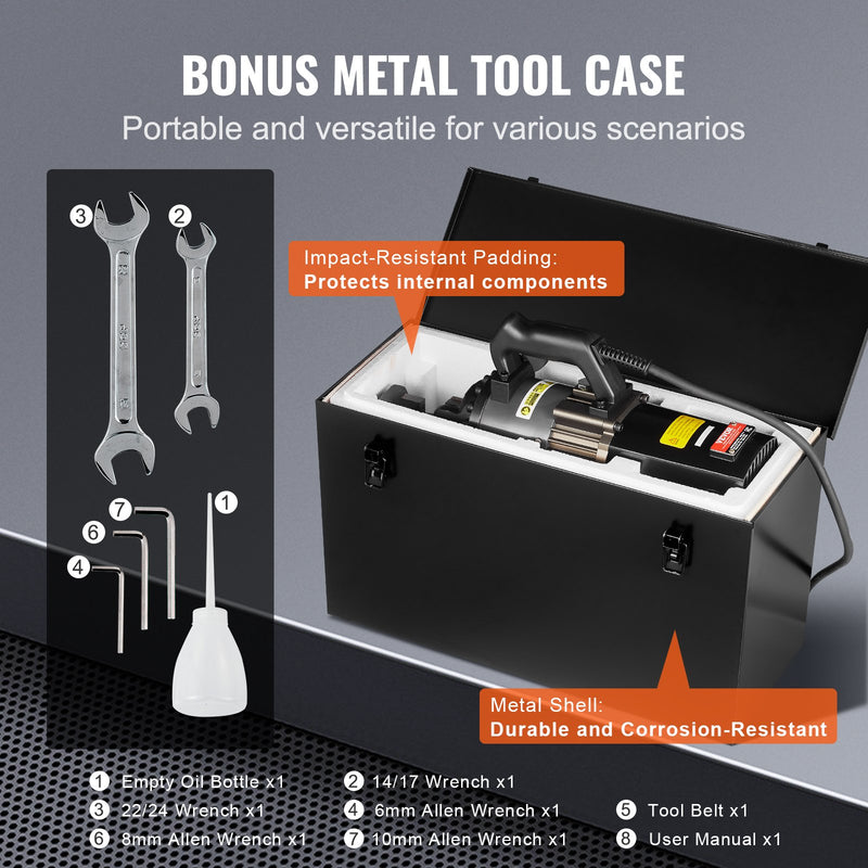 VEVOR 2000W elektriskais hidrauliskais armatūras griezējs - griešana līdz 4-25 mmi (