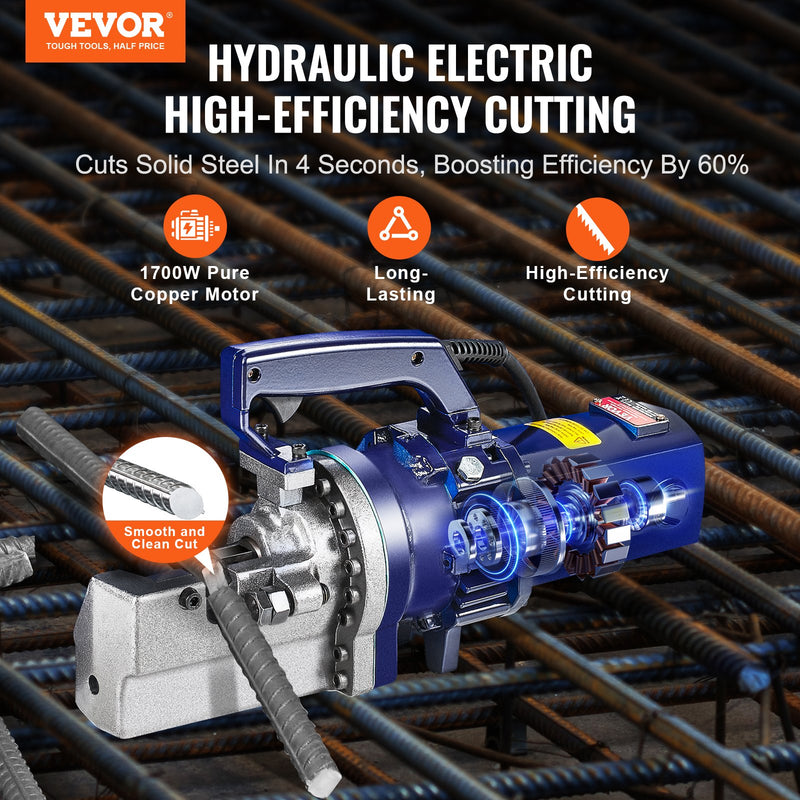 VEVOR 1700W elektriskais hidrauliskais armatūras griezējs - griešana līdz 5-25 mmi (