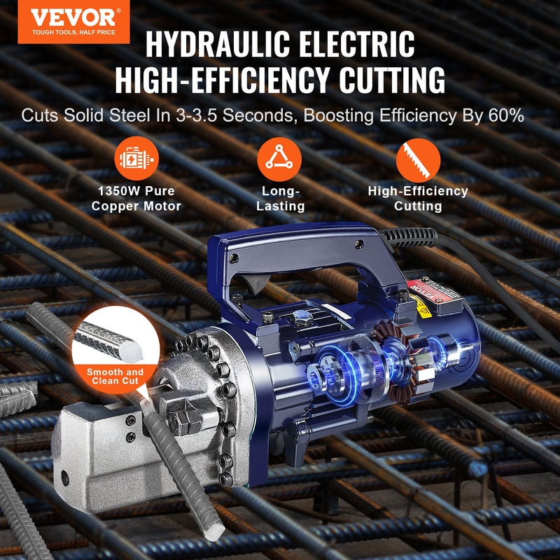 VEVOR 1350W elektriskais hidrauliskais armatūras griezējs - griešana līdz 4-22 mmi (
