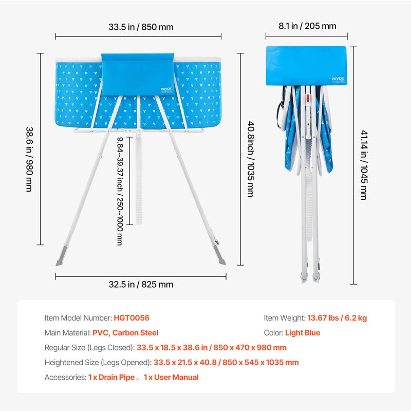 VEVOR saliekamā paaugstinātā mājdzīvnieku vannošanas stacija – gaiši zilā krāsā