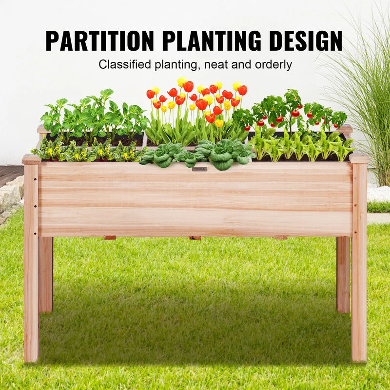 Koka paaugstinātā dārza dobe stādīšanas kaste 120 × 58 × 76 cm ziediem, dārzeņiem un garšaugiem