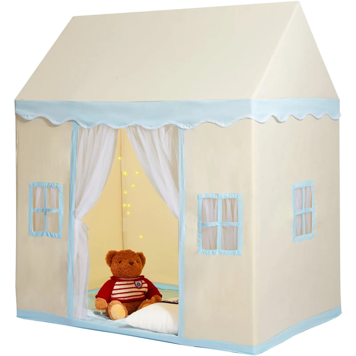 VEVOR Children's Play Tent Castle for Ages 1–5 with Mat and Light, Beige