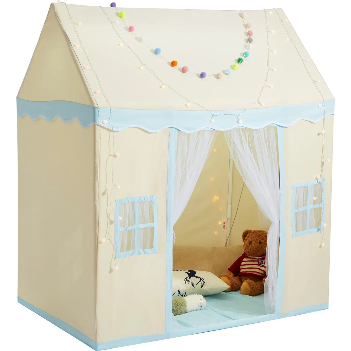 VEVOR Children's Play Tent Castle for Ages 1–5 with Mat and Light, Beige