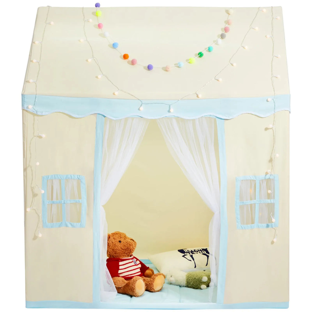VEVOR Children's Play Tent Castle for Ages 1–5 with Mat and Light, Beige