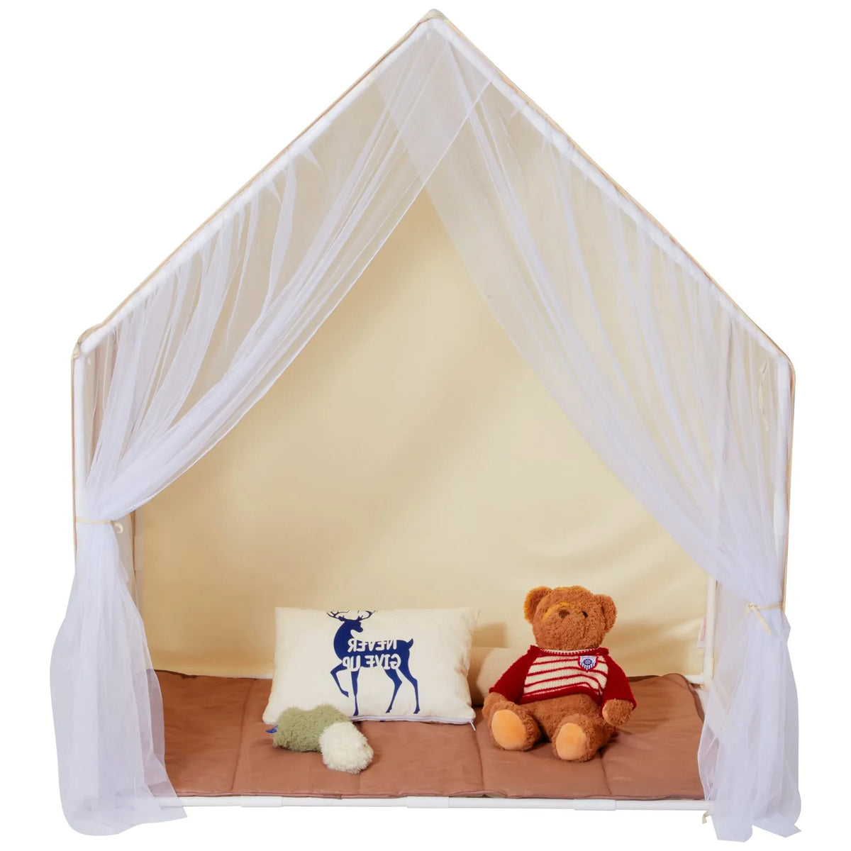 VEVOR Children's Play Tent Yurt 1-5 Years with Mat and Light, Beige