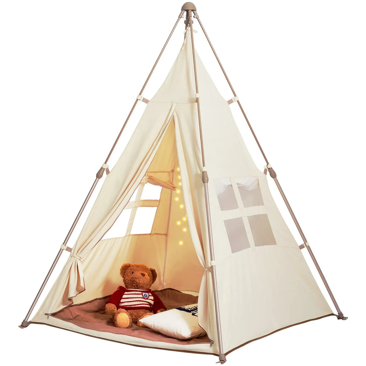 VEVOR Children's Play Tent Tipi 1-5 Years with Mat and Bag, Beige