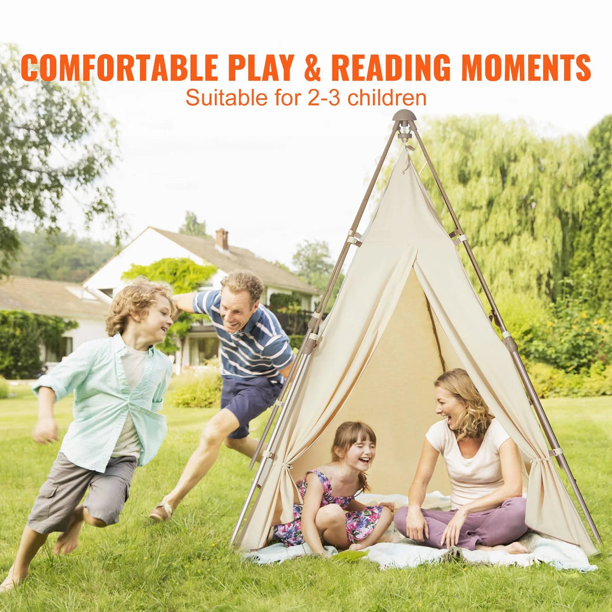 VEVOR Children's Play Tent Tipi 1-5 Years with Mat and Bag, Beige