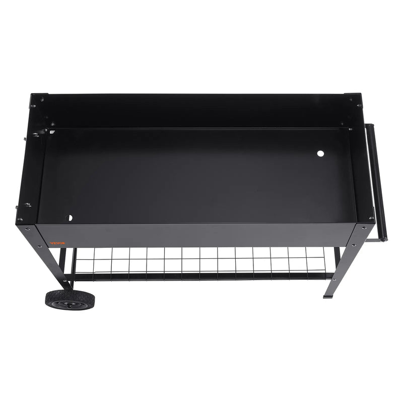 Paaugstinātā dārza dobe, 108 × 50 × 80 см cinkota metāla stādīšanas kaste ar kājām, piemērota ziedu, dārzeņu un garšaugu audzēšanai pagalmā, dārzā, terasē vai balkonā, melna