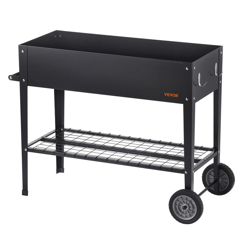 Paaugstinātā dārza dobe, 108 × 50 × 80 см cinkota metāla stādīšanas kaste ar kājām, piemērota ziedu, dārzeņu un garšaugu audzēšanai pagalmā, dārzā, terasē vai balkonā, melna