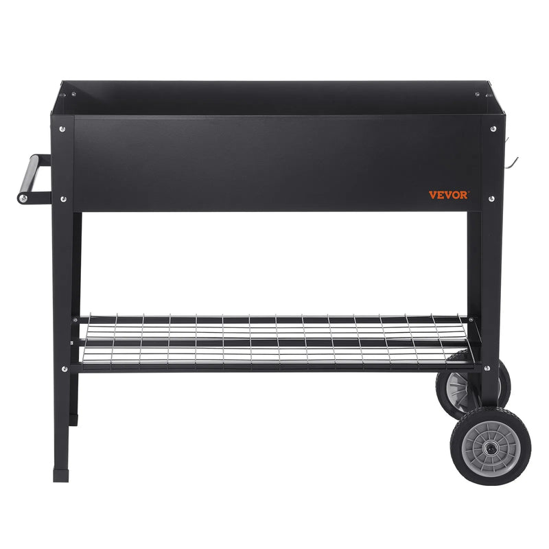 Paaugstinātā dārza dobe, 108 × 50 × 80 см cinkota metāla stādīšanas kaste ar kājām, piemērota ziedu, dārzeņu un garšaugu audzēšanai pagalmā, dārzā, terasē vai balkonā, melna