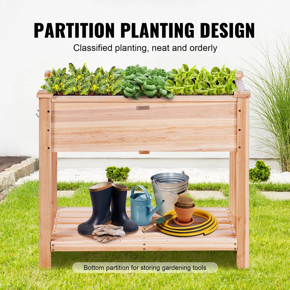 Wooden Raised Garden Bed 86 × 46 × 76 cm for Flowers, Vegetables and Herbs