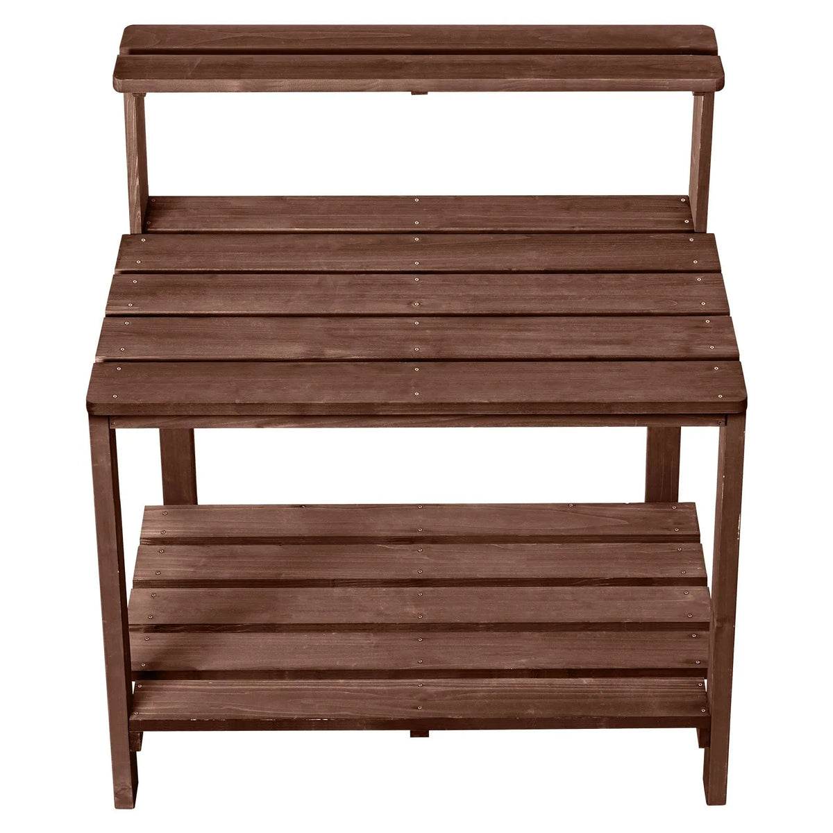 VEVOR dārza darba galds stādu pārstādīšanai ar 91 × 49,5 cm koka virsmu, uzglabāšanas plauktiem un āķi, āra dārzkopības darba stacija terasei un pagalmam, brūns - ZEMLETES.LV