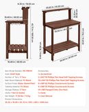 VEVOR dārza darba galds stādu pārstādīšanai ar 91 × 49,5 cm koka virsmu, uzglabāšanas plauktiem un āķi, āra dārzkopības darba stacija terasei un pagalmam, brūns
