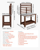 VEVOR dārza darba galds stādu pārstādīšanai ar 115 × 66 cm nerūsējošā tērauda virsmu, uzglabāšanas plauktiem, 4 riteņiem un āķiem, āra dārzkopības darba stacija terasei un pagalmam, brūns