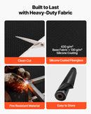 VEVOR metināšanas segas rullis 45,7 × 1,5 m, ar silikonu pārklāta stiklašķiedras metināšanas sega, karstumizturība līdz 982 °C, liesmu slāpējošs un ugunsdrošs izolācijas paklāja rullis