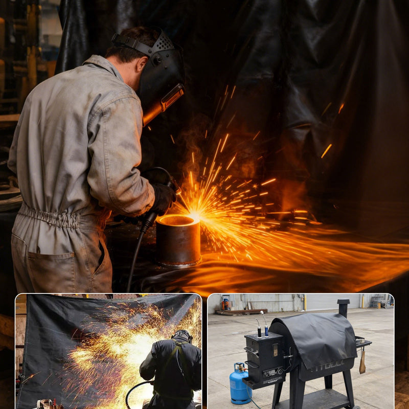 VEVOR metināšanas segas rullis 45,7 × 1,5 m, ar silikonu pārklāta stiklašķiedras metināšanas sega, karstumizturība līdz 982 °C, liesmu slāpējošs un ugunsdrošs izolācijas paklāja rullis