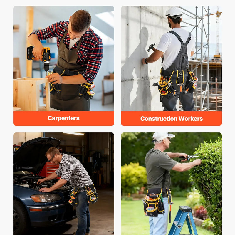 VEVOR instrumentu josta ar magnētisku instrumentu somu, 28 kabatas, pastiprināta regulējama darba josta ar noņemamu somu elektriķiem, galdniekiem un būvniecībai, vidukļa regulācija 78,7–121,9 cm