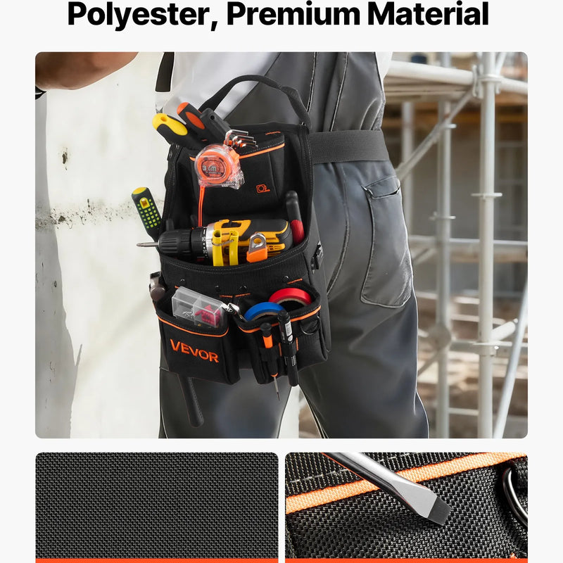 VEVOR instrumentu soma ar jostu, 14 kabatas, profesionāla instrumentu jostas soma vīriešiem, izturīga noņemama un regulējama darba soma elektriķiem, galdniekiem un būvniecībai, regulējams viduklis 83–127 cm