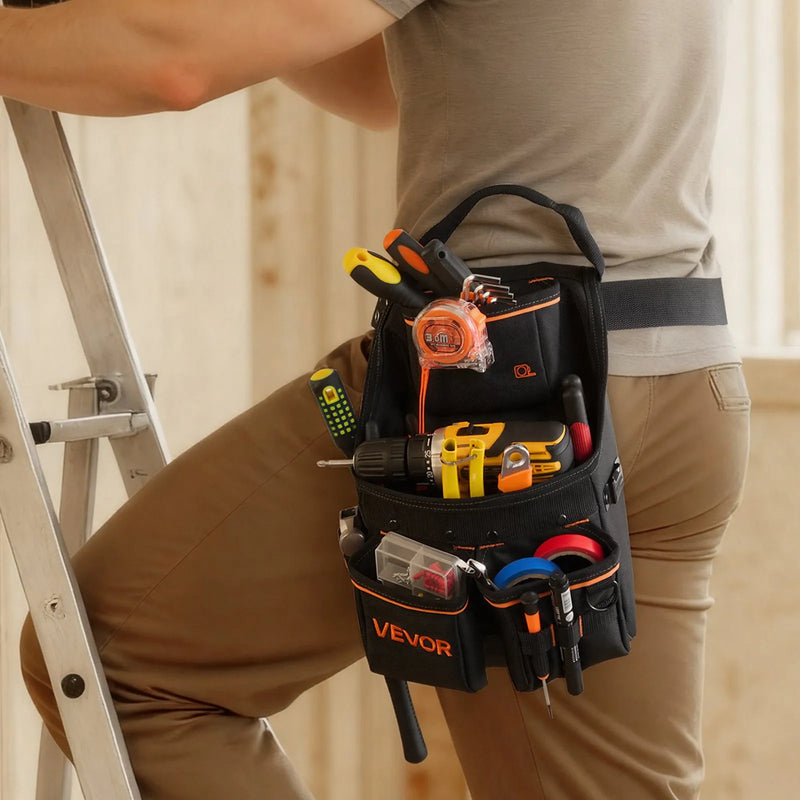 VEVOR instrumentu soma ar jostu, 14 kabatas, profesionāla instrumentu jostas soma vīriešiem, izturīga noņemama un regulējama darba soma elektriķiem, galdniekiem un būvniecībai, regulējams viduklis 83–127 cm
