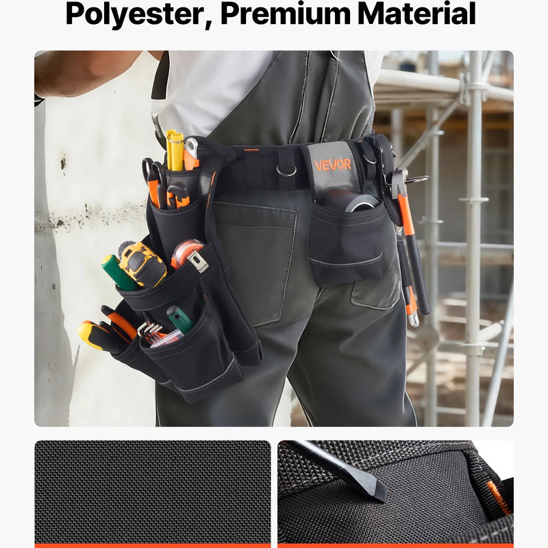 VEVOR instrumentu josta ar 18 kabatām, profesionāla instrumentu soma vīriešiem, izturīga regulējama darba josta ar noņemamu somu elektriķiem, galdniekiem un būvniecībai, darba priekšauta organizators, regulējama 80–131 cm