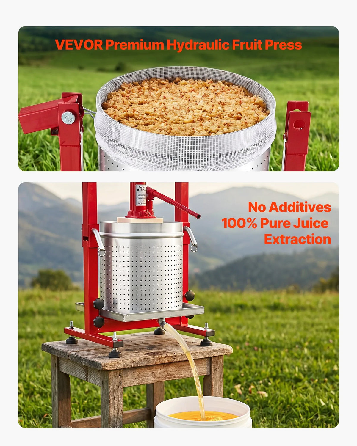 VEVOR Hydraulic Fruit and Wine Press 30 L, Stainless Steel, with 2 Filter Bags