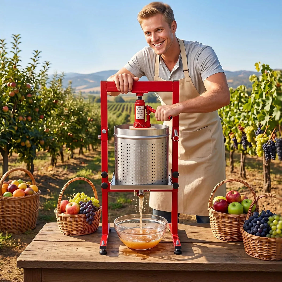 VEVOR Hydraulic Fruit and Wine Press 30 L, Stainless Steel, with 2 Filter Bags