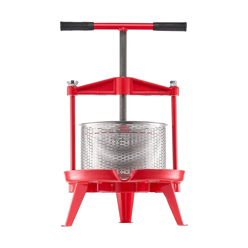 Manuāla augļu vīna spiede 9 litri, nerūsējošā tērauda korpuss, vertikāla, profesionālai vīna gatavošanai