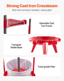 Manuāla augļu vīna spiede 9 litri, nerūsējošā tērauda korpuss, vertikāla, profesionālai vīna gatavošanai