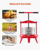 Manuāla augļu vīna spiede 9 litri, nerūsējošā tērauda korpuss, vertikāla, profesionālai vīna gatavošanai