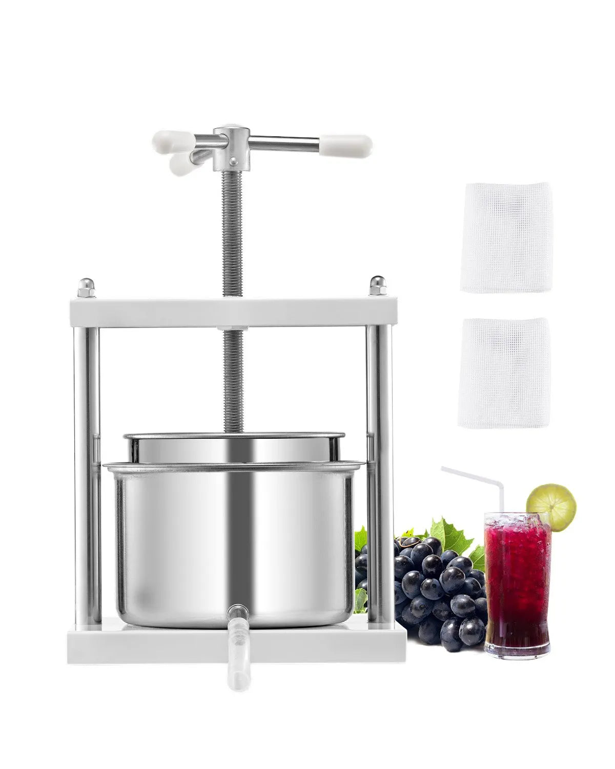 VEVOR Manual Fruit and Wine Press 5 L, Stainless Steel Basket