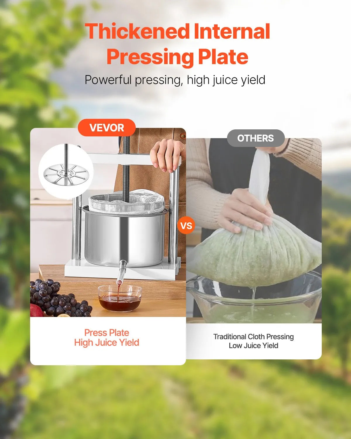 VEVOR Manual Fruit and Wine Press 5 L, Stainless Steel Basket