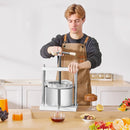 Manuāla augļu vīna spiede 5 litri, nerūsējošā tērauda korpuss, vertikāla, profesionālai vīna gatavošanai