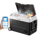 VEVOR auto ledusskapis ar kompresoru 35 l, - 20 °C līdz 20 °C, DC 12/24 V un AC 100–240 V, ar lietotnes vadību, riteņiem un divām dzesēšanas zonām, piemērots RV, laivām, kempingam un makšķerēšanai - ZEMLETES.LV