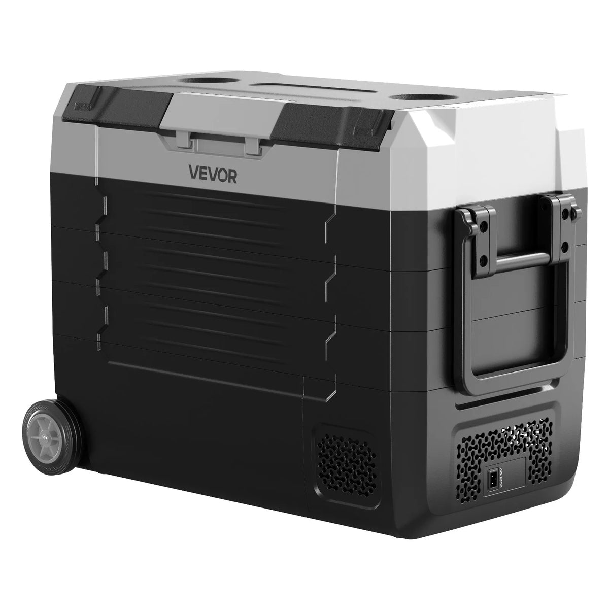 VEVOR auto ledusskapis 45 l ar kompresoru, DC 12/24 V un AC 100–240 V, temperatūra no - 20 °C līdz +20 °C, divu zonu dzesētājs ar lietotnes vadību un riteņiem, piemērots auto, RV, laivām, kempingam un makšķerēšanai - ZEMLETES.LV
