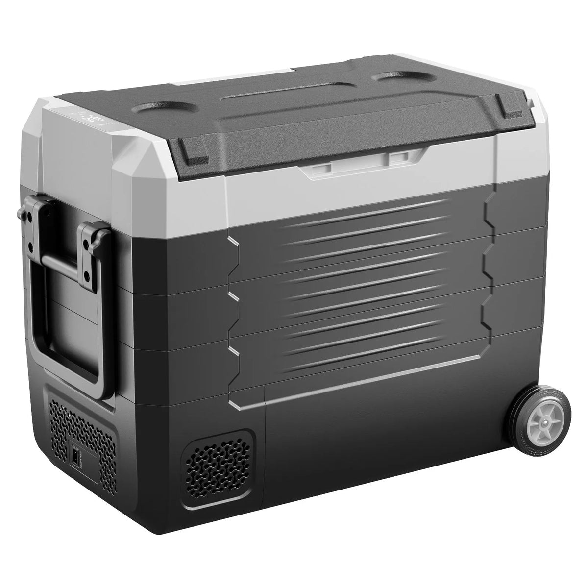 VEVOR auto ledusskapis 45 l ar kompresoru, DC 12/24 V un AC 100–240 V, temperatūra no - 20 °C līdz +20 °C, divu zonu dzesētājs ar lietotnes vadību un riteņiem, piemērots auto, RV, laivām, kempingam un makšķerēšanai - ZEMLETES.LV
